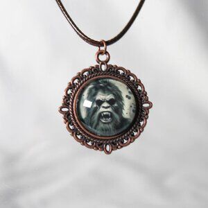 Gothic Bigfoot Necklace – Cryptid Sasquatch Pendant – Dark Folklore Jewelry